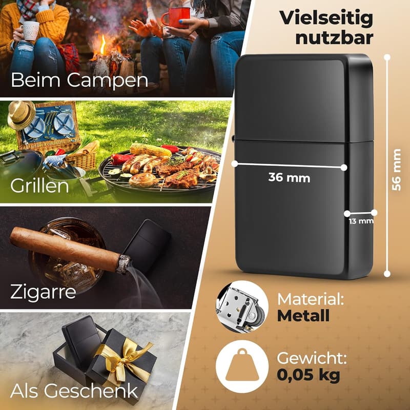 Personalisierbares Metallfeuerzeug mit Gravur für Männer