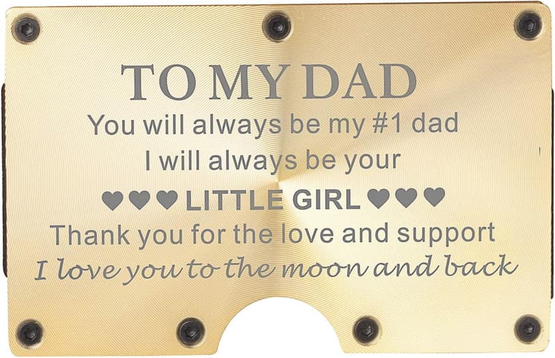 Personalisierte Geldbörse aus Aluminium mit Gravur für Ehemann/Papa (Gold)