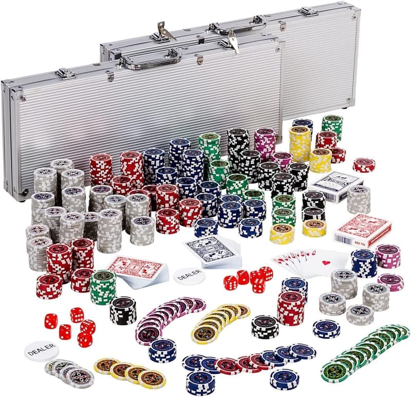 Pokerset mit 1000 Laserchips und 2 Koffern – Silver