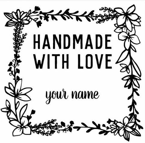 Personalisierter quadratischer Stempel mit Blumenmuster, handgefertigt