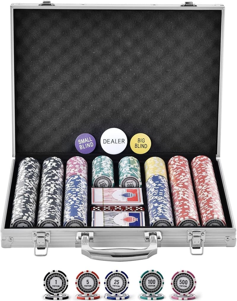 VEVOR Pokerchip-Set 500-teilig mit Alu-Koffer für 9-10 Spieler