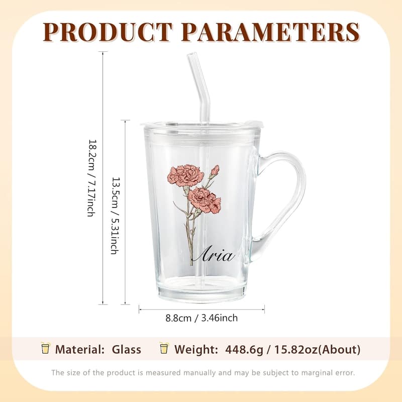 Personalisierte Longdrinkgläser mit Deckel und Strohhalm für Frauen