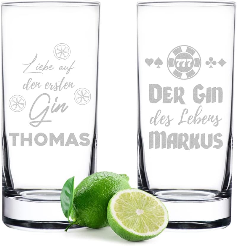 Personalisierte Gin-Gläser 2er-Set 485 ml - BPA-frei, ideal als Geburtstagsgeschenk