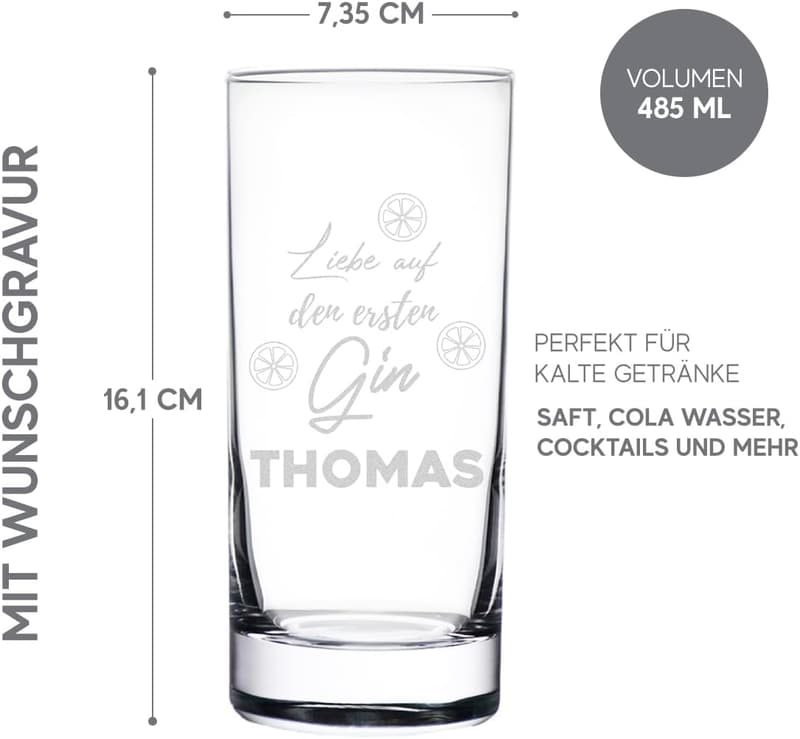 Personalisierte Gin-Gläser 2er-Set 485 ml - BPA-frei, ideal als Geburtstagsgeschenk