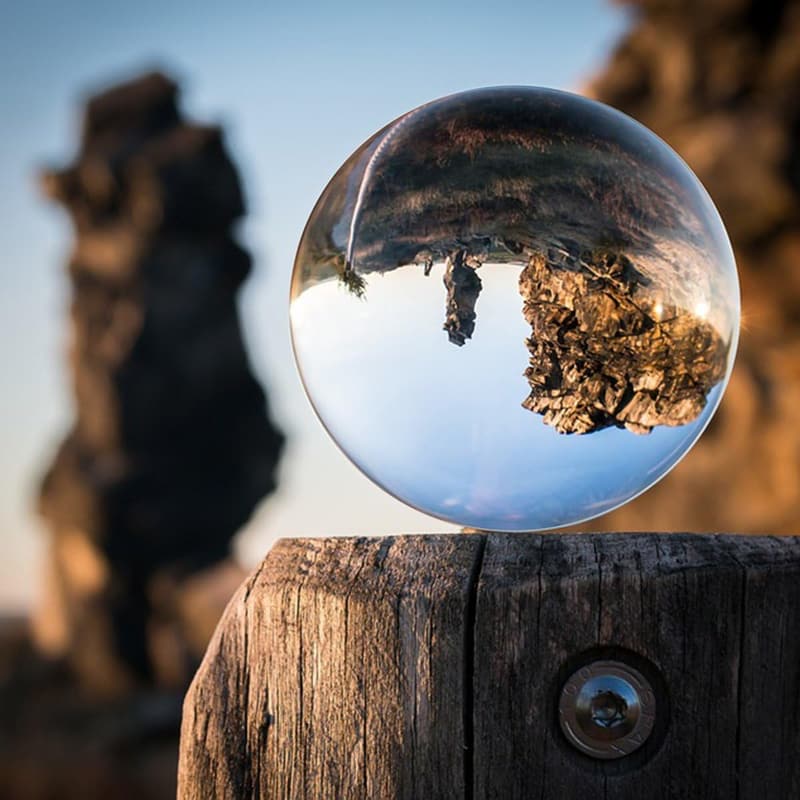Kristallfotokugel 70mm aus K9-Glas mit Ständer – Deko-Element