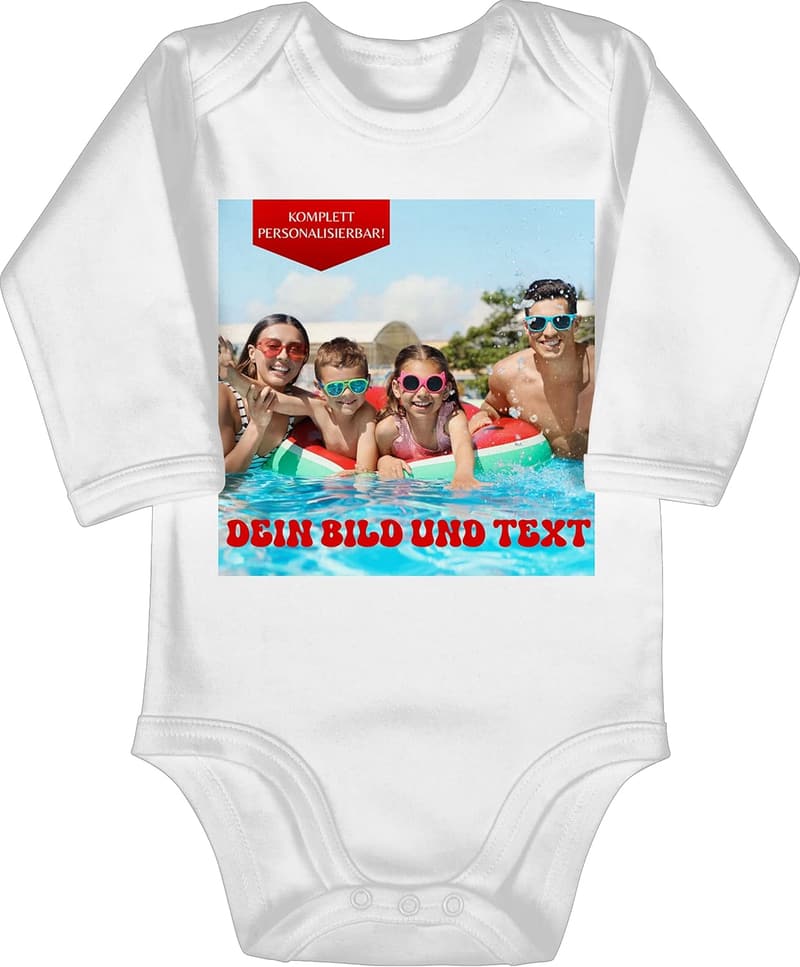Personalisierter Baby Body für Mädchen und Jungen mit eigenem Foto