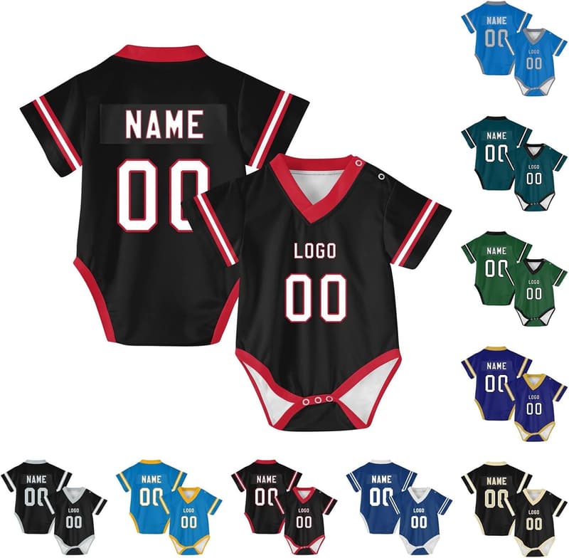 Personalisierter Baby-Einteiler-Jersey als Fußballtrikot für Neugeborene