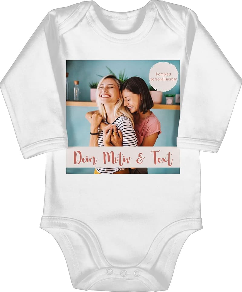 Personalisierter Babybody mit eigenem Foto für Mädchen und Jungen