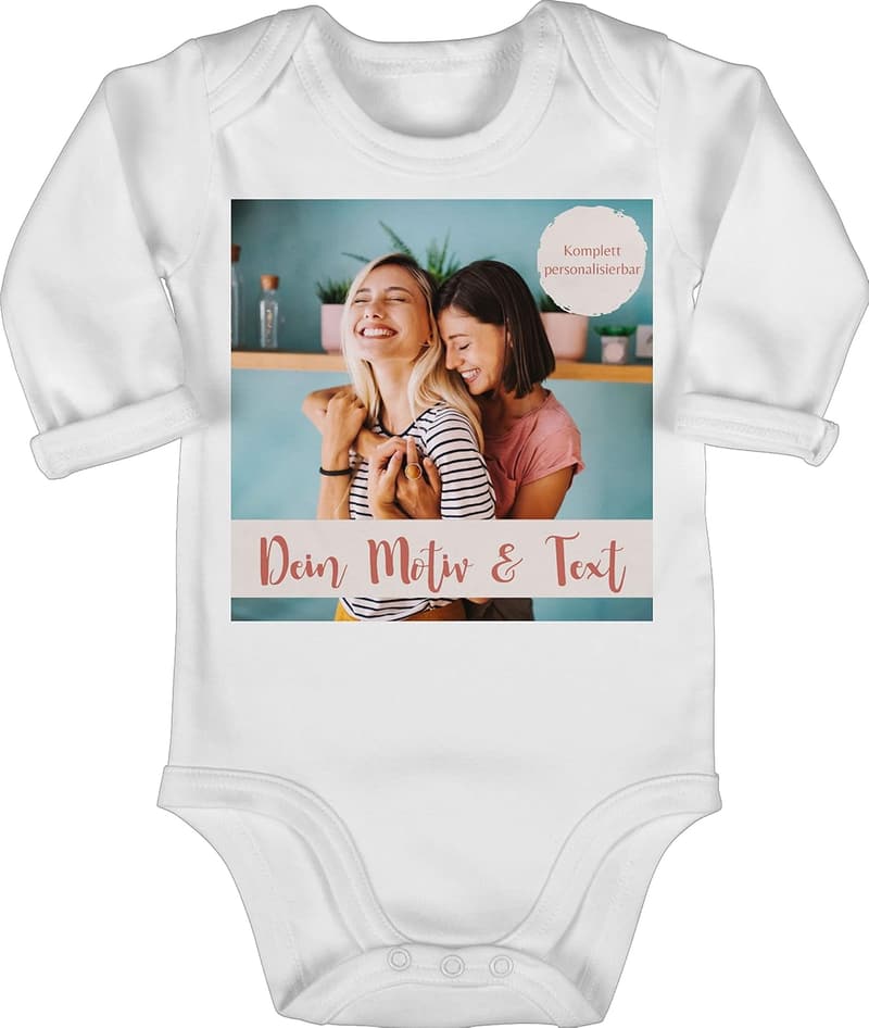 Personalisierter Babybody mit eigenem Foto für Mädchen und Jungen