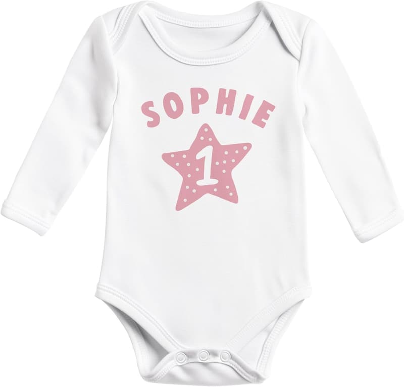 Personalisierter Baby Body aus Bio-Baumwolle mit Wunschname zur Geburt