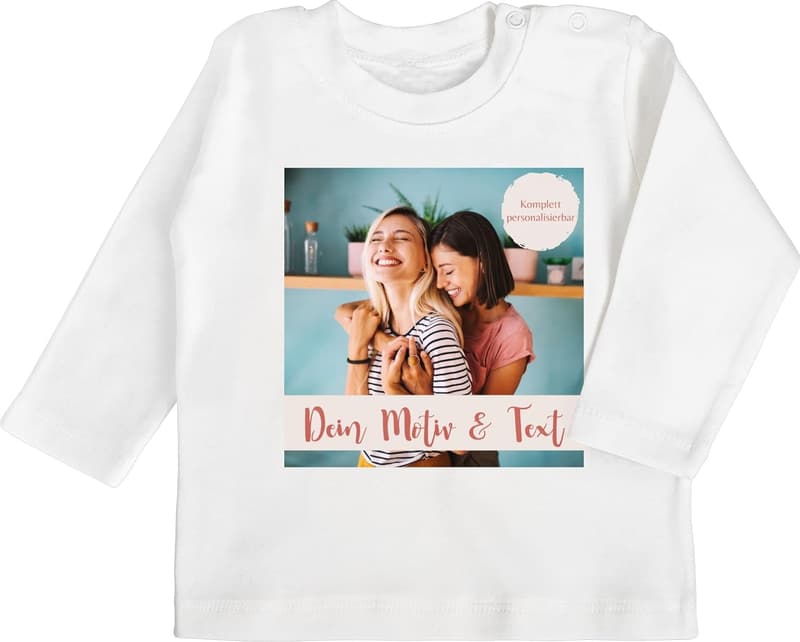 Personalisiertes Baby Langarmshirt mit Namen und Foto