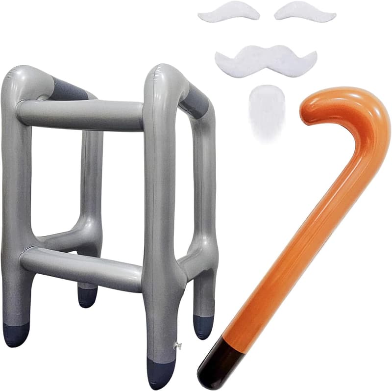 Aufblasbare Gehhilfe-Set für Kostüme: Oma/Opa für Karneval