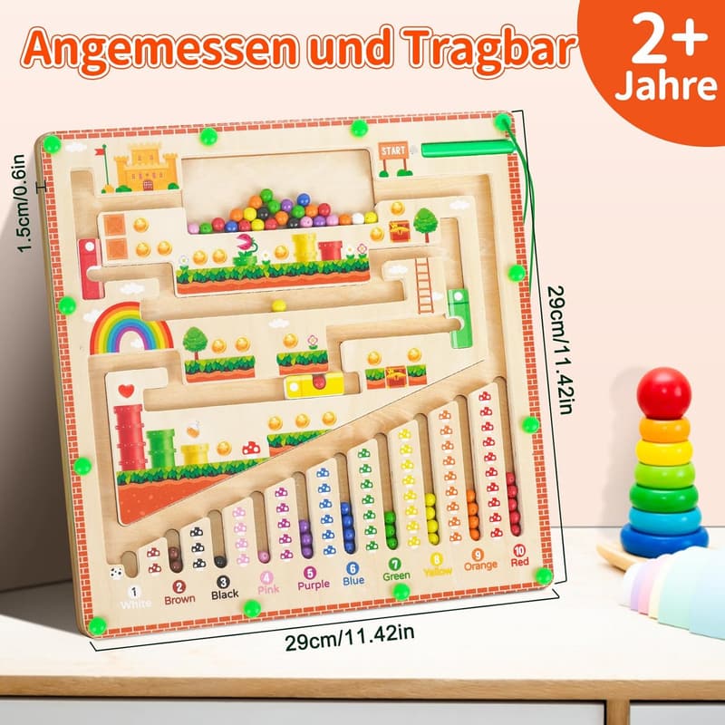 Montessori Magnetspielzeug Labyrinth aus Holz für Kinder ab 2 Jahren