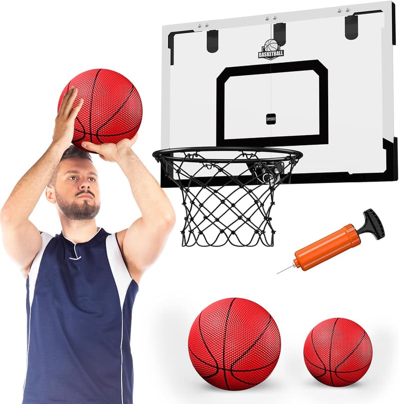 Großer Indoor-Basketballkorb für Kinder mit 2 Bällen und Pumpe