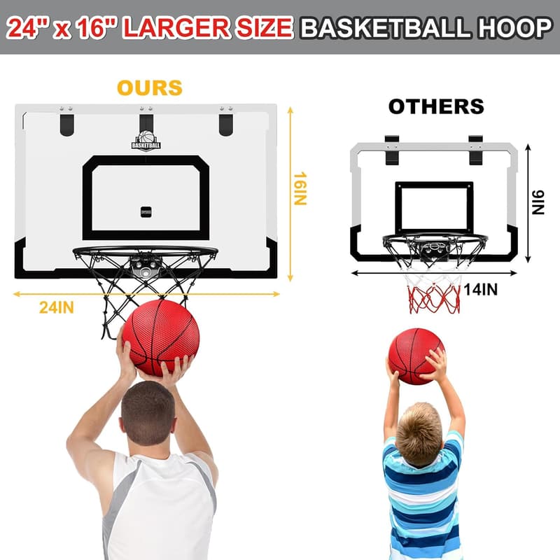 Großer Indoor-Basketballkorb für Kinder mit 2 Bällen und Pumpe