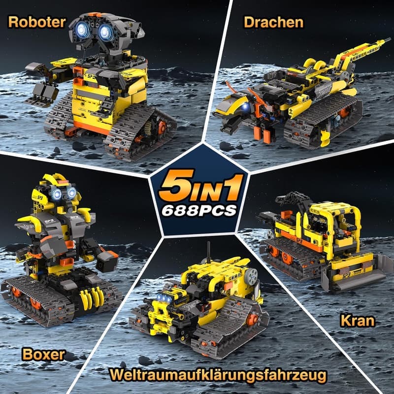 5-in-1 RC Roboter Bausatz für Kinder ab 8 Jahren - Technic Spielzeug