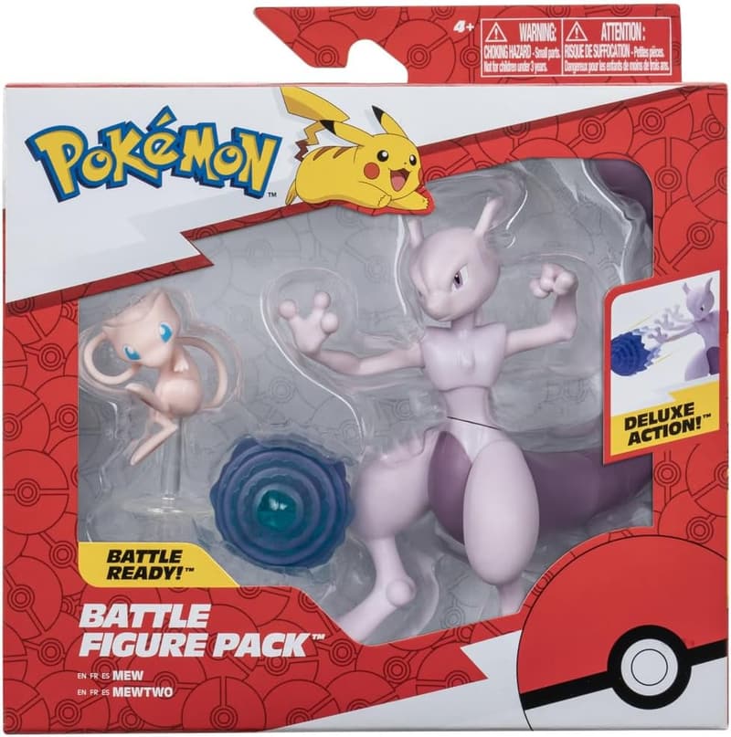 Pokémon Figuren Set Mew & Mewtwo – Offizielles Spielzeug, 5 & 10 cm