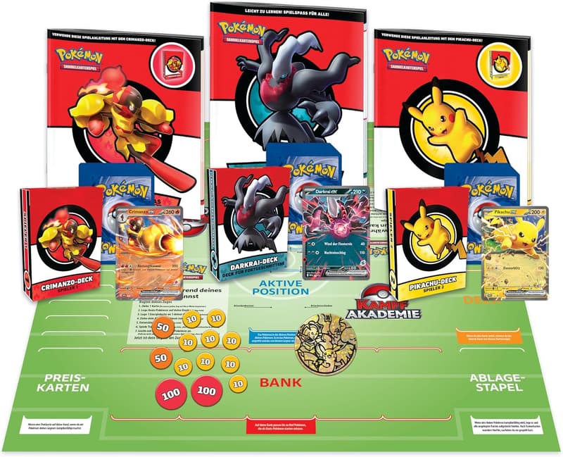 Pokémon-Sammelkarten Set: Kampfakademie mit Pikachu-ex & Darkrai-ex