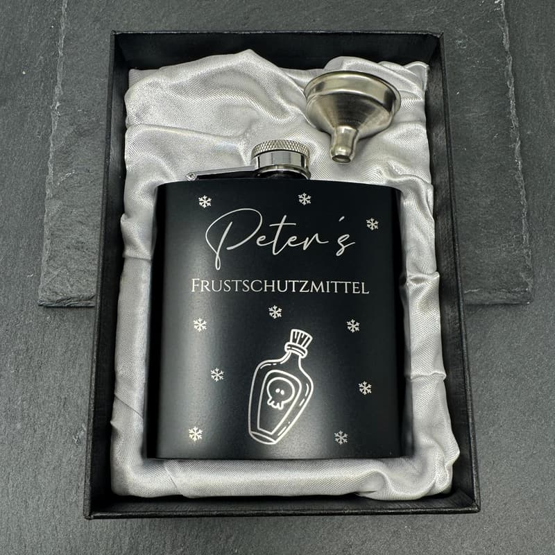 Personalisierter Edelstahl-Flachmann mit Gravur für Männer zur Hochzeit