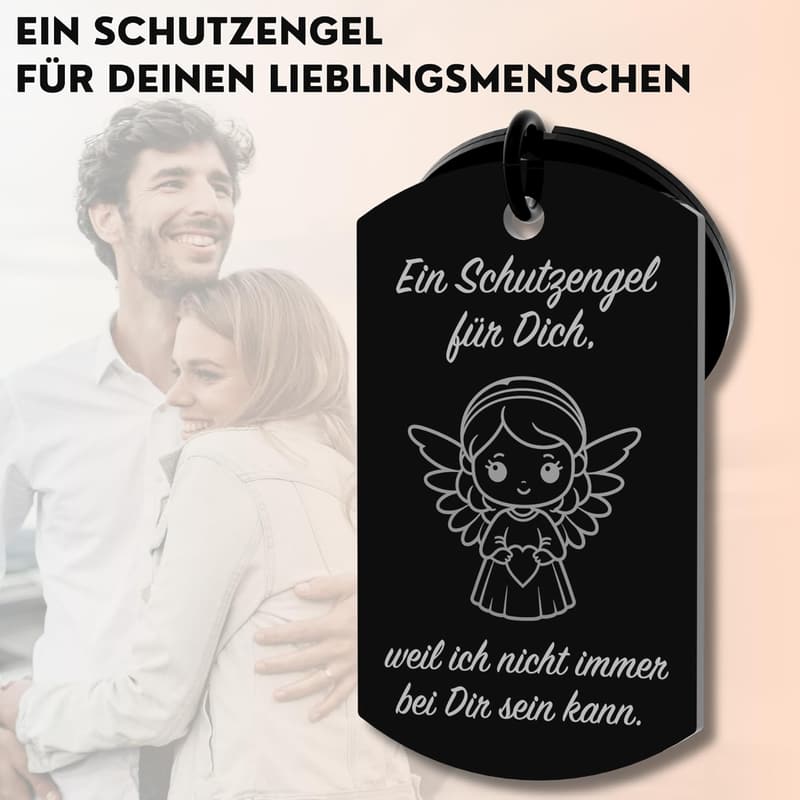 Personalisierter Schlüsselanhänger mit Foto und Gravur – Edelstahl Glücksbringer für Paare und Familie