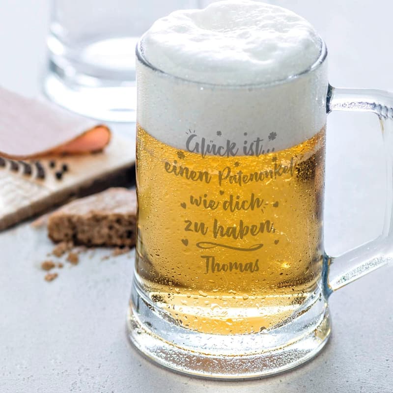 Personalisiertes Bierkrug-Geschenk für Patenonkel – 0,5 L