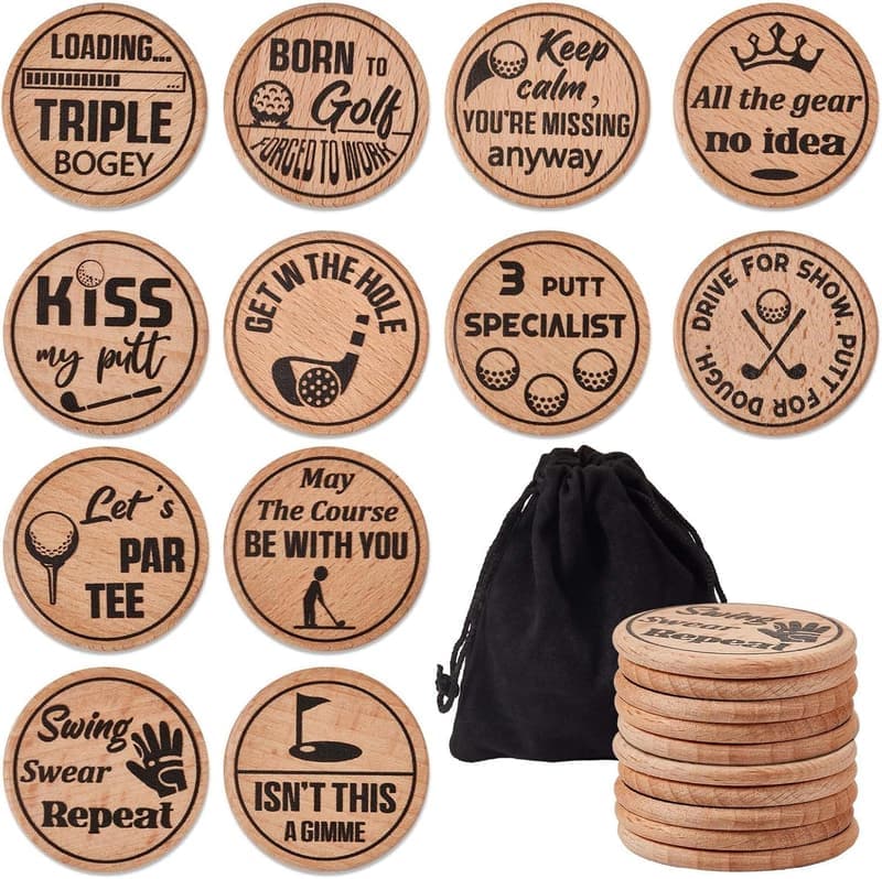 Lustige Gravierte Golfball Marker für Männer - 12er Set Golf Geschenk