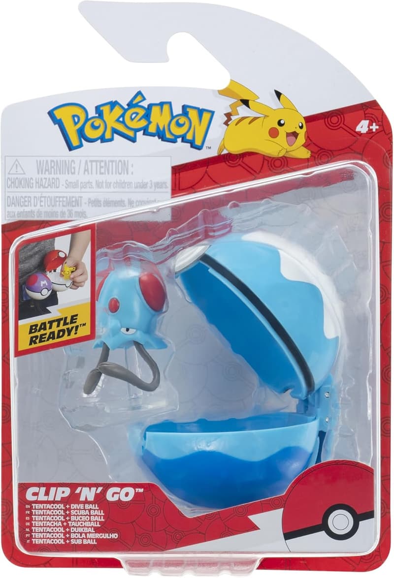 Pokémon Clip and Go Pokéball mit Tentacha - 5 cm Figur