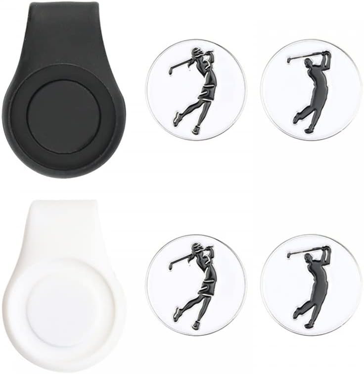 Magnetisches Golf Ballmarker Set mit Clips – 2 Silikon, 4 Marker