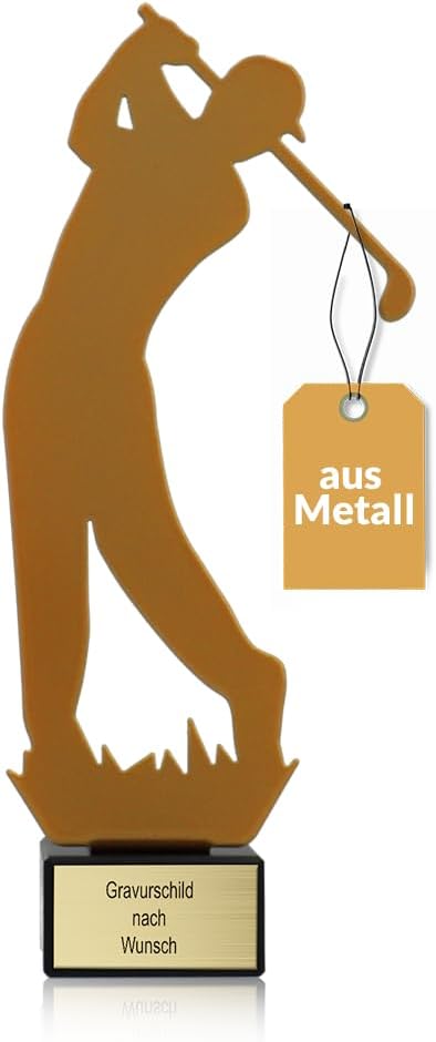 Goldener Golf Pokal 21 cm aus Metall mit Gravur - Personalisierte Trophäe für Golfer