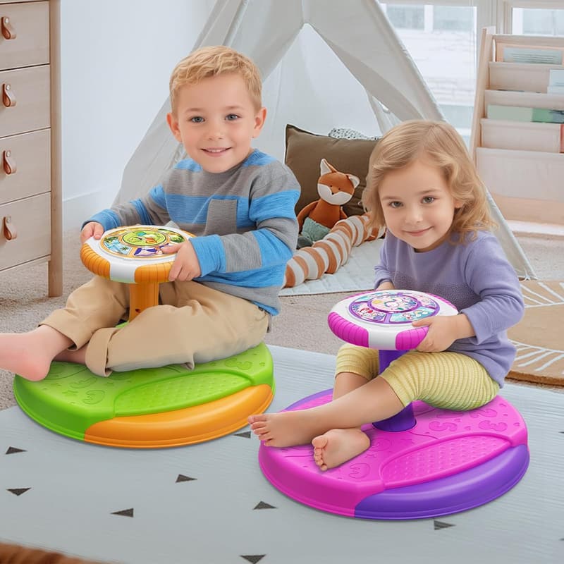Dinosaurier Drehstuhl für Kinder – 360° Karussell mit LED & Musik