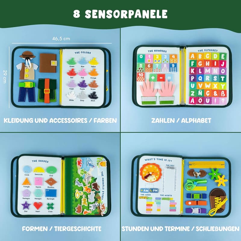 Montessori Activity Board aus Filz – Pädagogisches Motorikspielzeug für Kinder