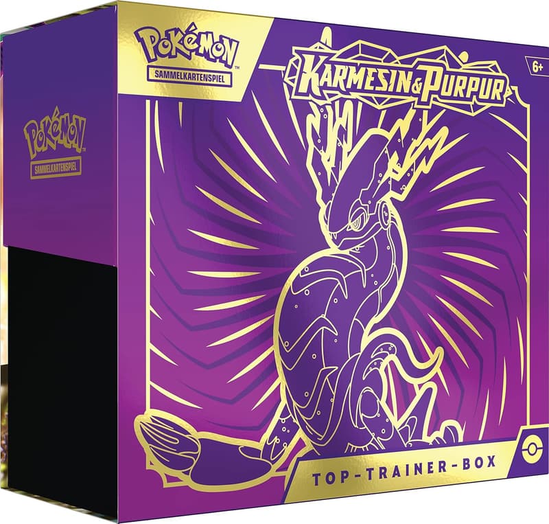 Top-Trainer-Box Pokémon Karmesin & Purpur (Miraidon) mit 9 Boosterpacks