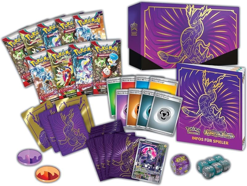 Top-Trainer-Box Pokémon Karmesin & Purpur (Miraidon) mit 9 Boosterpacks