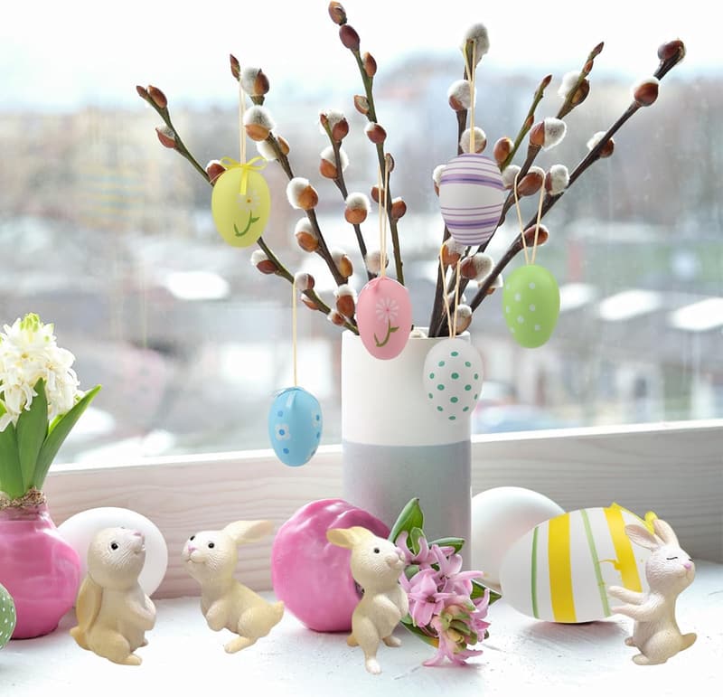 24 bunte Plastik-Ostereier zum Aufhängen für Kinder - 4x6 cm Deko