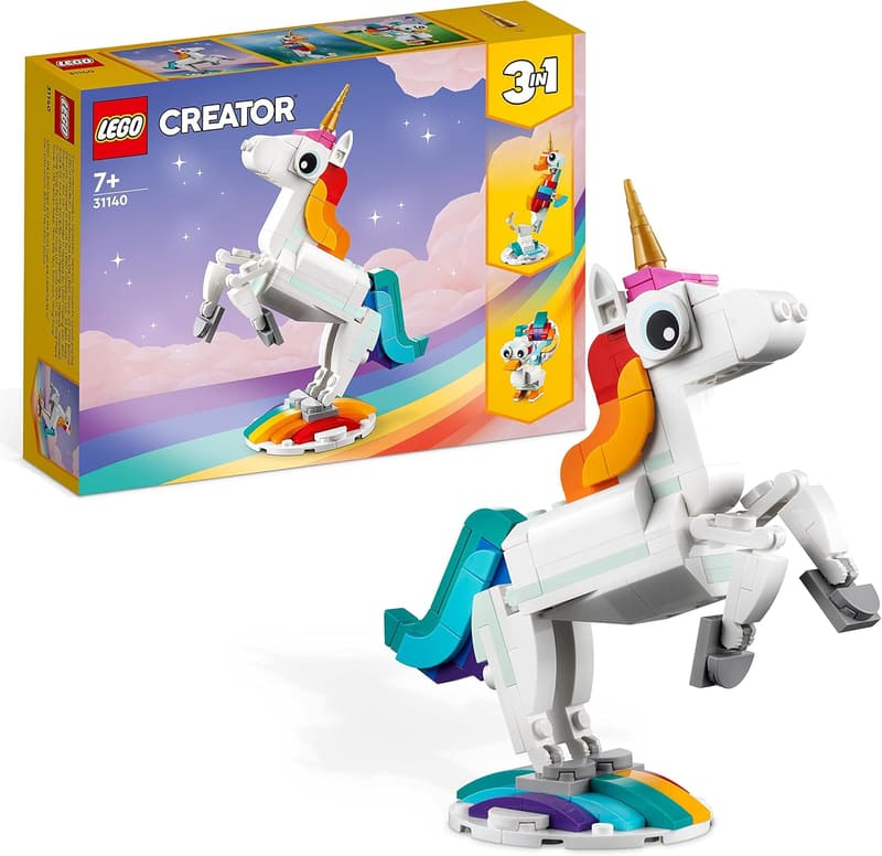 LEGO Creator 3-in-1 Magisches Einhorn – Kreatives Spielzeug für Kinder ab 7 Jahren