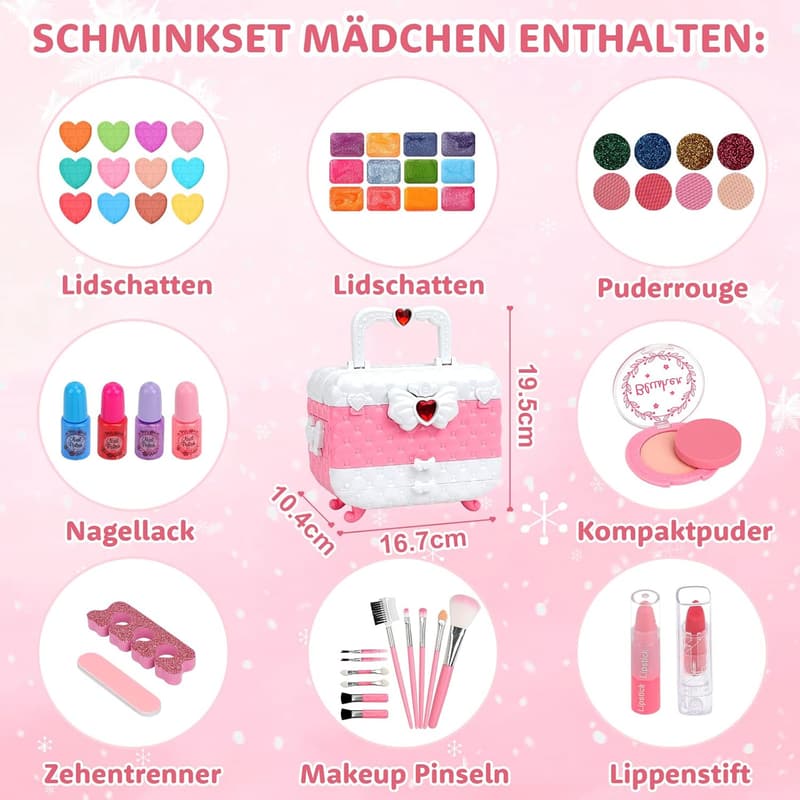 Waschbarer Schminkkoffer mit 55 Teilen für Mädchen, ab 3 Jahren