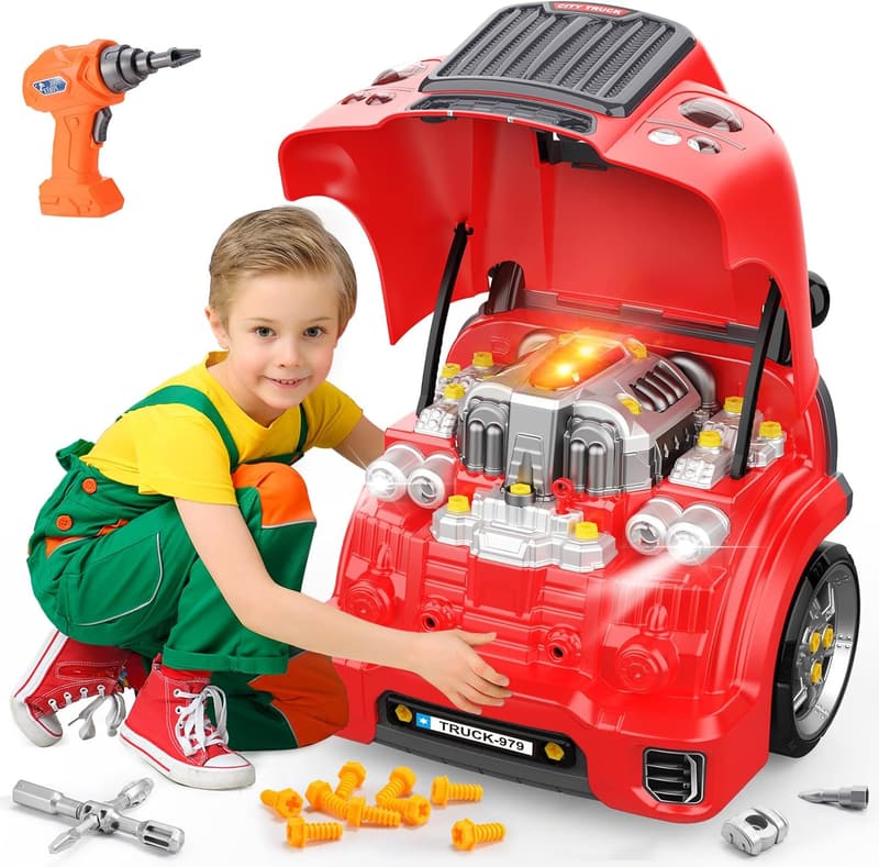 Zerlegbarer LKW-Motor mit Sound und Licht für 3-12 Jahre alte Kinder