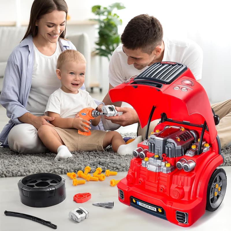 Zerlegbarer LKW-Motor mit Sound und Licht für 3-12 Jahre alte Kinder