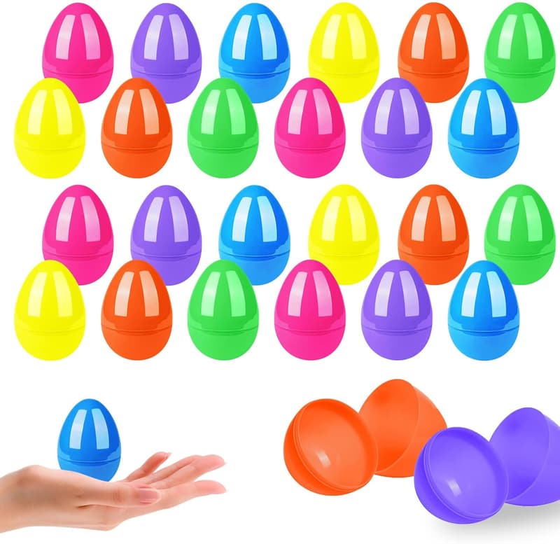 Bunte Plastik-Ostereier zum Befüllen für Kinder, 24 Stück