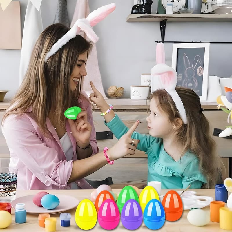 Bunte Plastik-Ostereier zum Befüllen für Kinder, 24 Stück