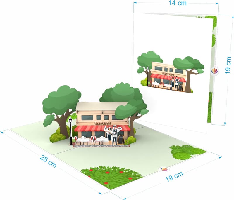 Romantische 3D Pop-Up Karte für Restaurantgutscheine zum Geburtstag oder Jahrestag