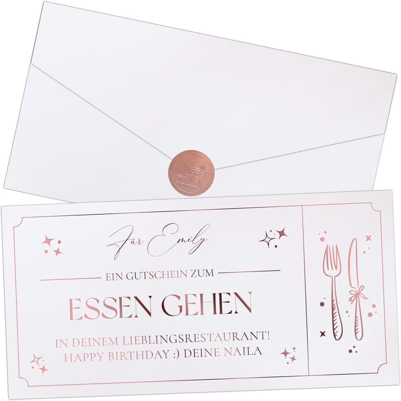 Personalisierter Gutschein zum Essen für Paare