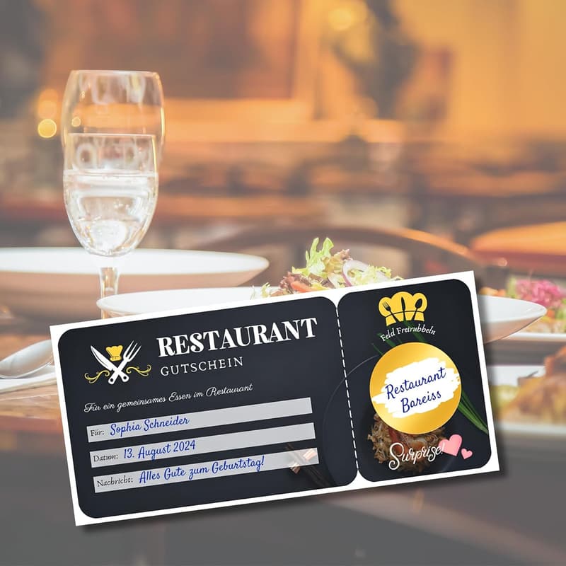 Personalisierte Rubbelkarte für Restaurantbesuch zum Essen gehen