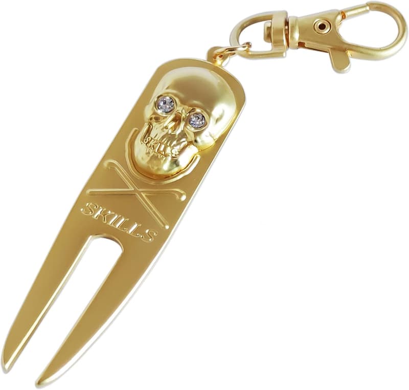 Golf Geschenkset: Pitchgabel mit Totenkopf-Ballmarker & 46-in-1 Multitool