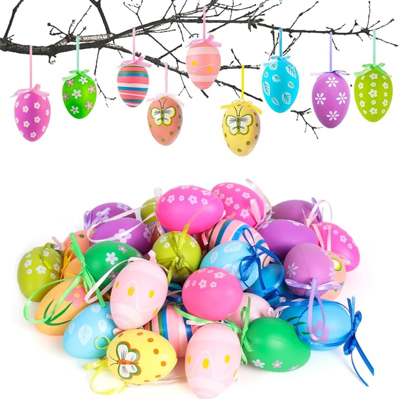Bunte Ostereier zum Aufhängen, 24 Stück, für Ostern Dekoration
