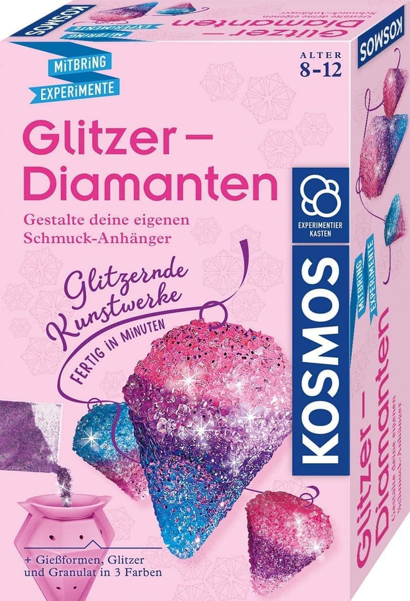Glitzer-Diamanten Experimentierset für Kinder, 8-12 Jahre, 3 Farben