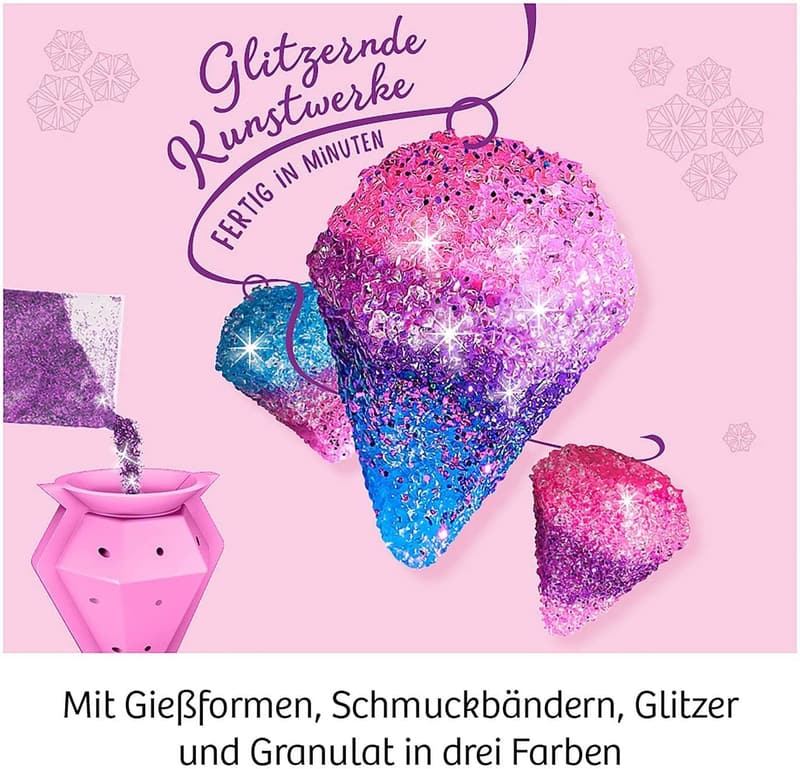 Glitzer-Diamanten Experimentierset für Kinder, 8-12 Jahre, 3 Farben