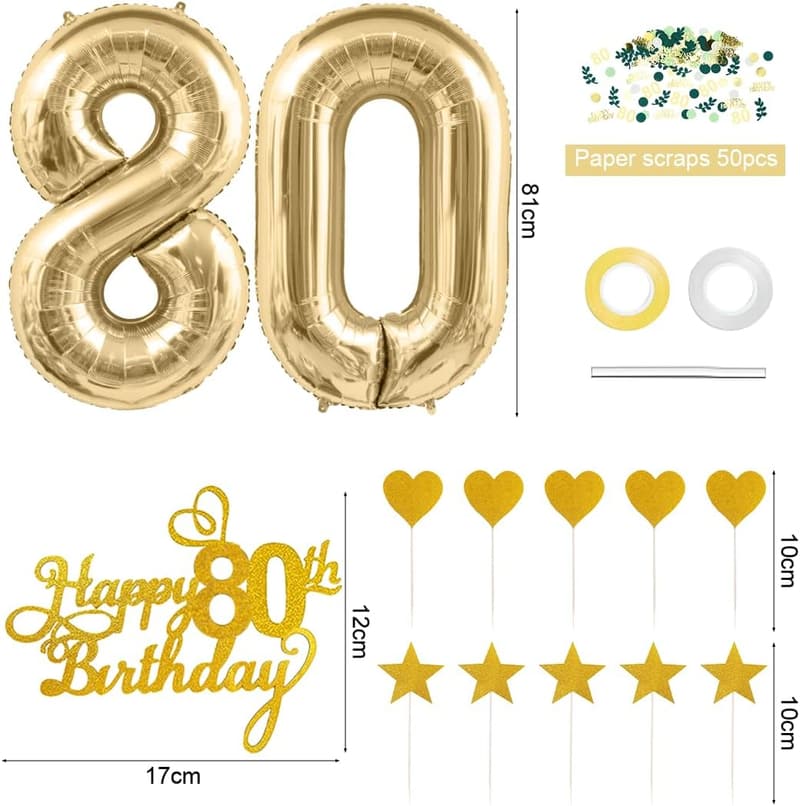 80. Geburtstag Dekoration in Salbeigrün mit Ballons und Girlande