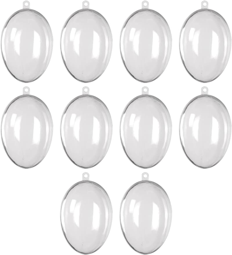 Osterdeko: 10 transparente Bastel-Ostereier zum Befüllen, 63x45mm