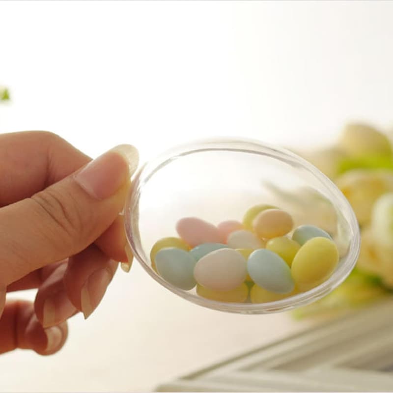 Osterdeko: 10 transparente Bastel-Ostereier zum Befüllen, 63x45mm